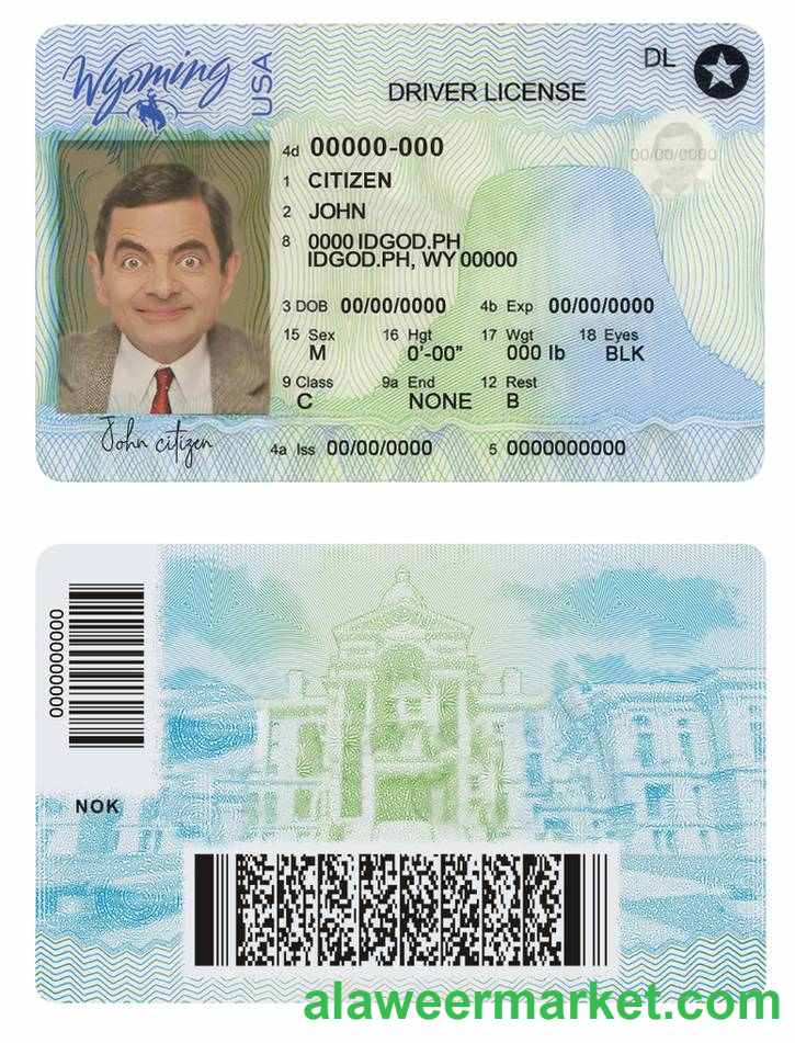 USA Wyoming state driving license template in PSD format, with all fonts (2020 – present)